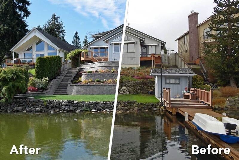 Before and After: Tiered Retaining Wall with Stairway