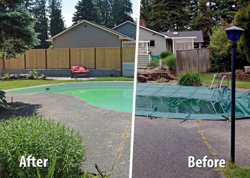 before and after photo of landscaping project