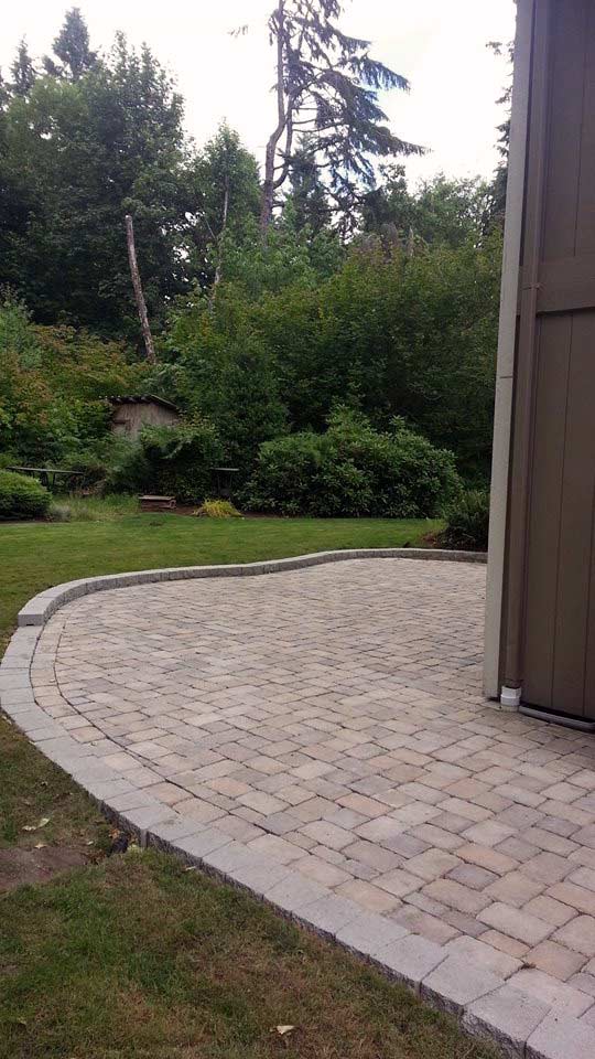 Side view of paver patio