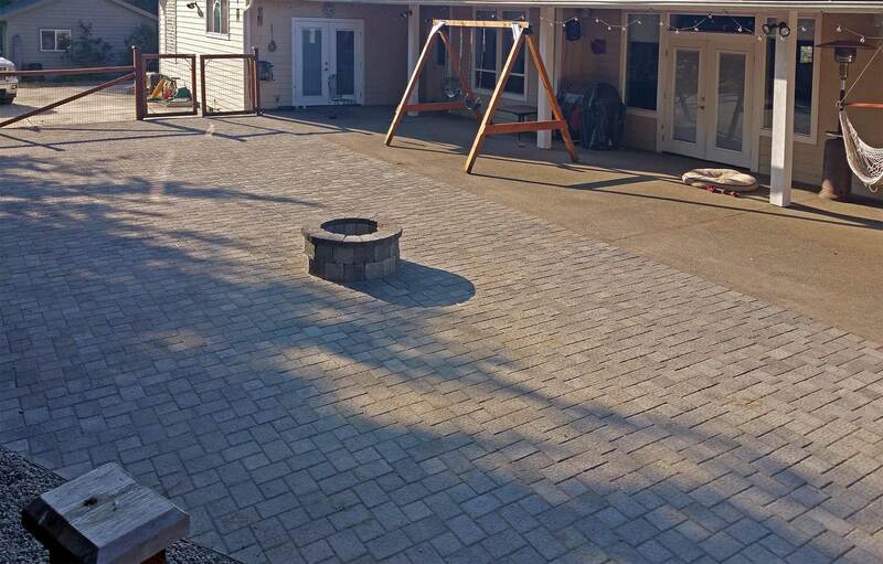 paver patio extension and fire pit