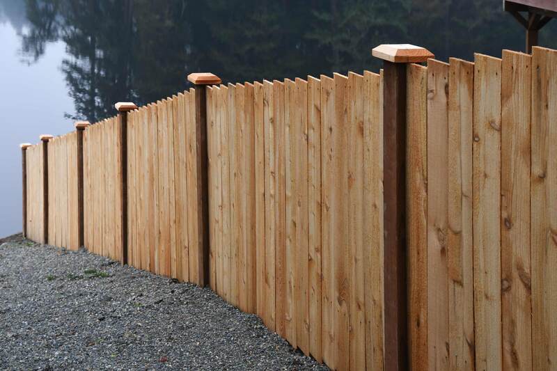 stepped wood fence