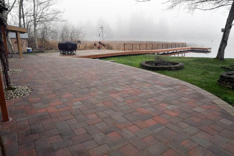 raised paver patio and boat dock