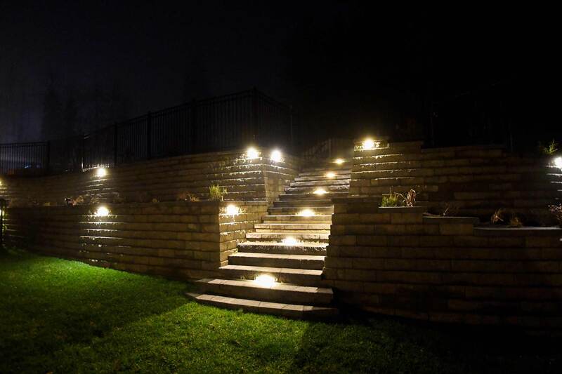 Night View - Retaining Wall and Stairs