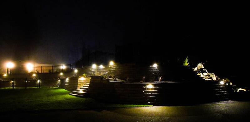Night View - entire retaining wall project